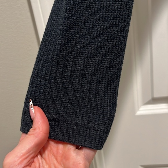 Vintage Harley Davidson Long Steve ribbed waffle knit embroidered black Henley - Picture 8 of 11